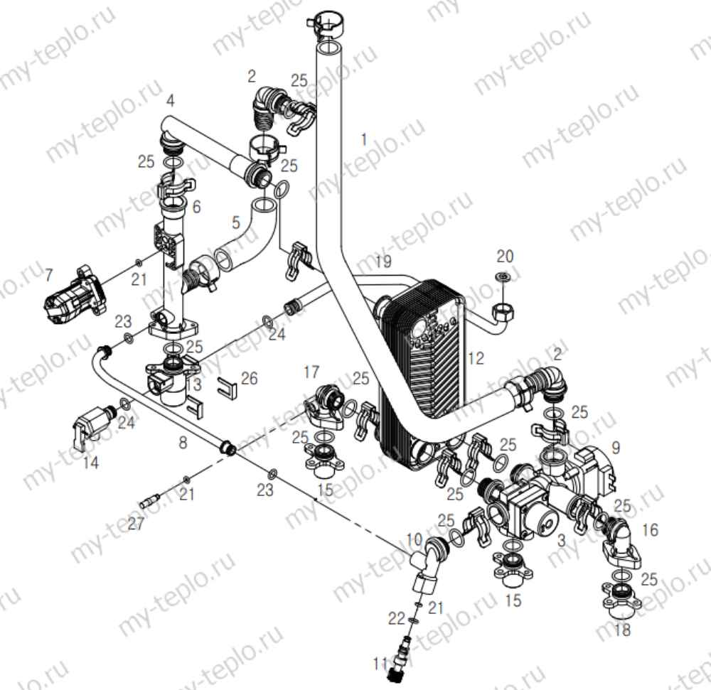 Строение теплообменника запчасти на газовый котел daewoo купить в Орле