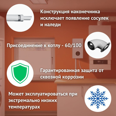 Дымоход для котла BUDERUS Logamax U072 любой мощности, комплект антилед (Китай) (DYMlogU072)